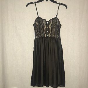 Black lace topped mini skirt